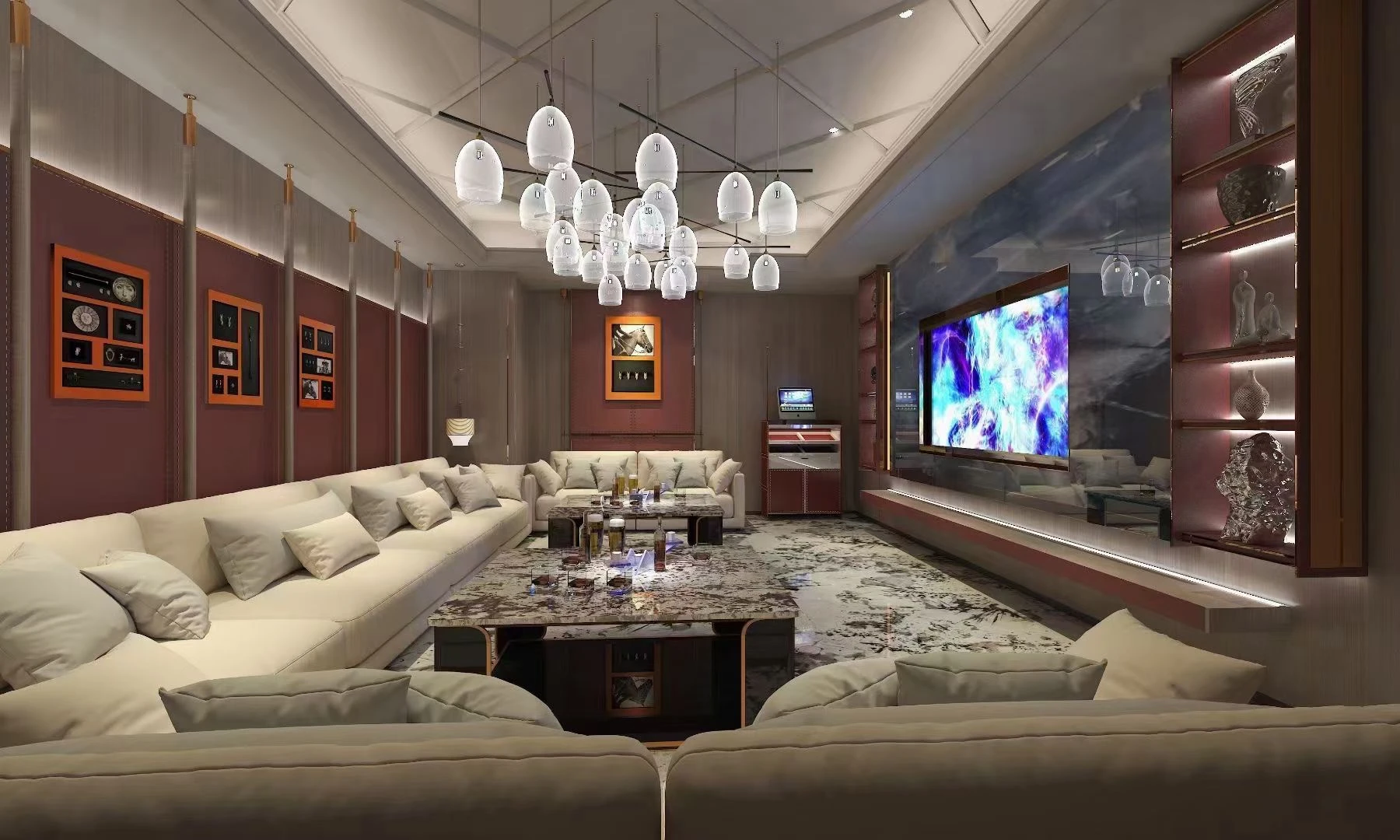 星空之城商务KTV包间内部视角